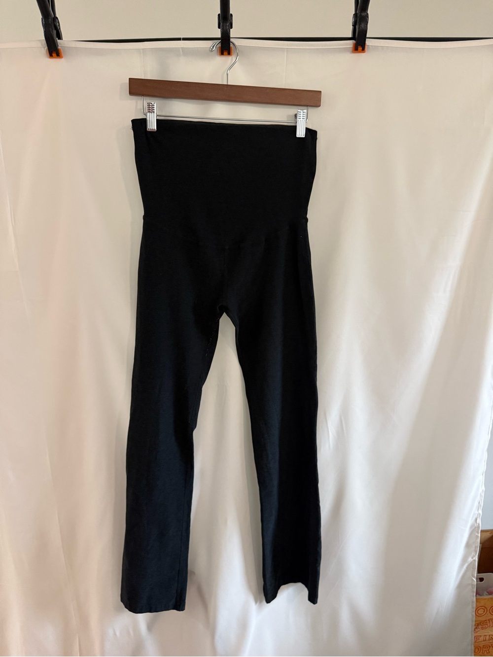 Beyond the Bump Black Flare Leggings with Over-The-Belly Band